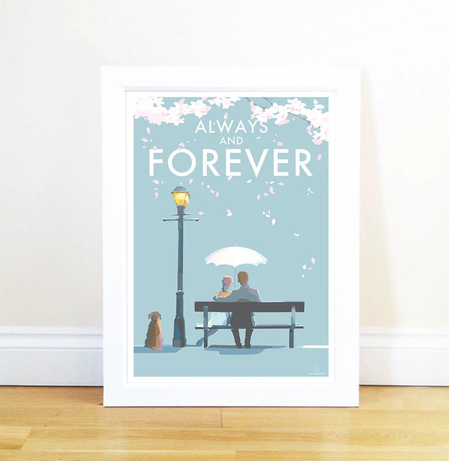 Vintage Seaside Poster – Always and Forever Romantic Print by BeckyBettesworth (always-and-forever)