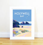 Cornwall Travel Poster – Holywell Bay Seaside Print by Becky Bettesworth by BeckyBettesworth (holywell-bay)