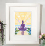 Mindfulness Poster – Don't Worry Vintage Style Yoga Print by BeckyBettesworth (dont-worry)