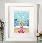 Motivational Wall Art – Faith Hope Love Yoga Print by Becky Bettesworth by BeckyBettesworth (faith-hope-love)