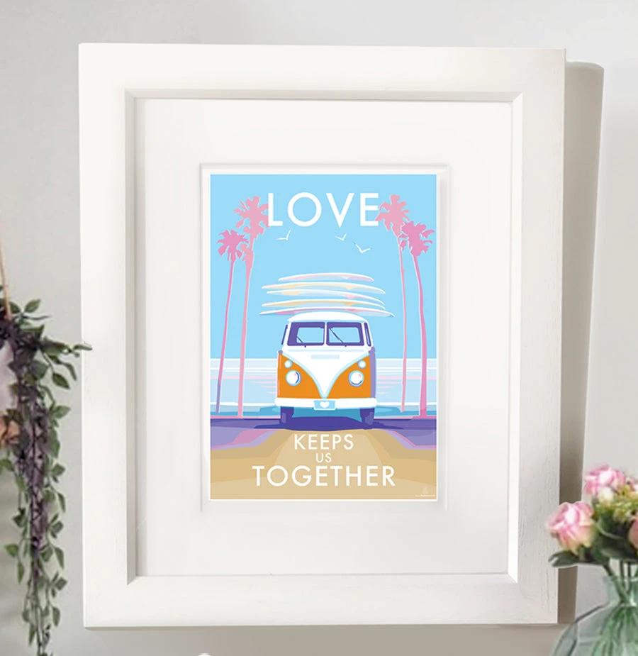 Vintage Travel Poster – Love Keeps Us Together Beach Print by BeckyBettesworth (love-keeps-us-together)