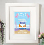 Vintage Travel Poster – Love Keeps Us Together Beach Print by BeckyBettesworth (love-keeps-us-together)