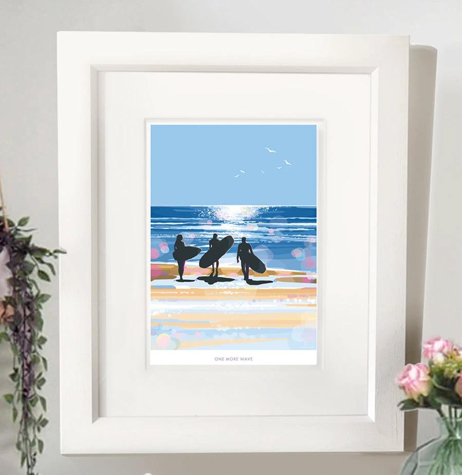Surf Art Print – One More Wave Vintage Beach Poster by BeckyBettesworth (one-more-wave)