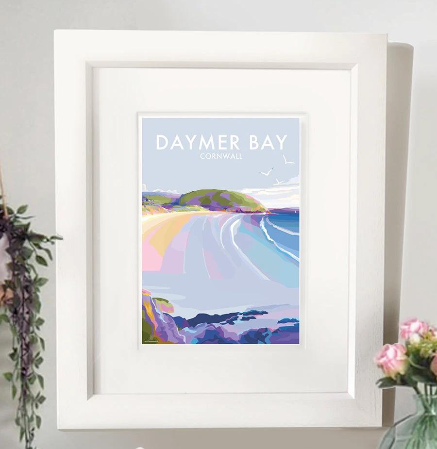 Daymer Bay Seaside Print – Vintage Travel Poster by BeckyBettesworth (daymer-bay)