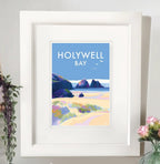 Cornwall Travel Poster – Holywell Bay Seaside Print by Becky Bettesworth by BeckyBettesworth (holywell-bay)