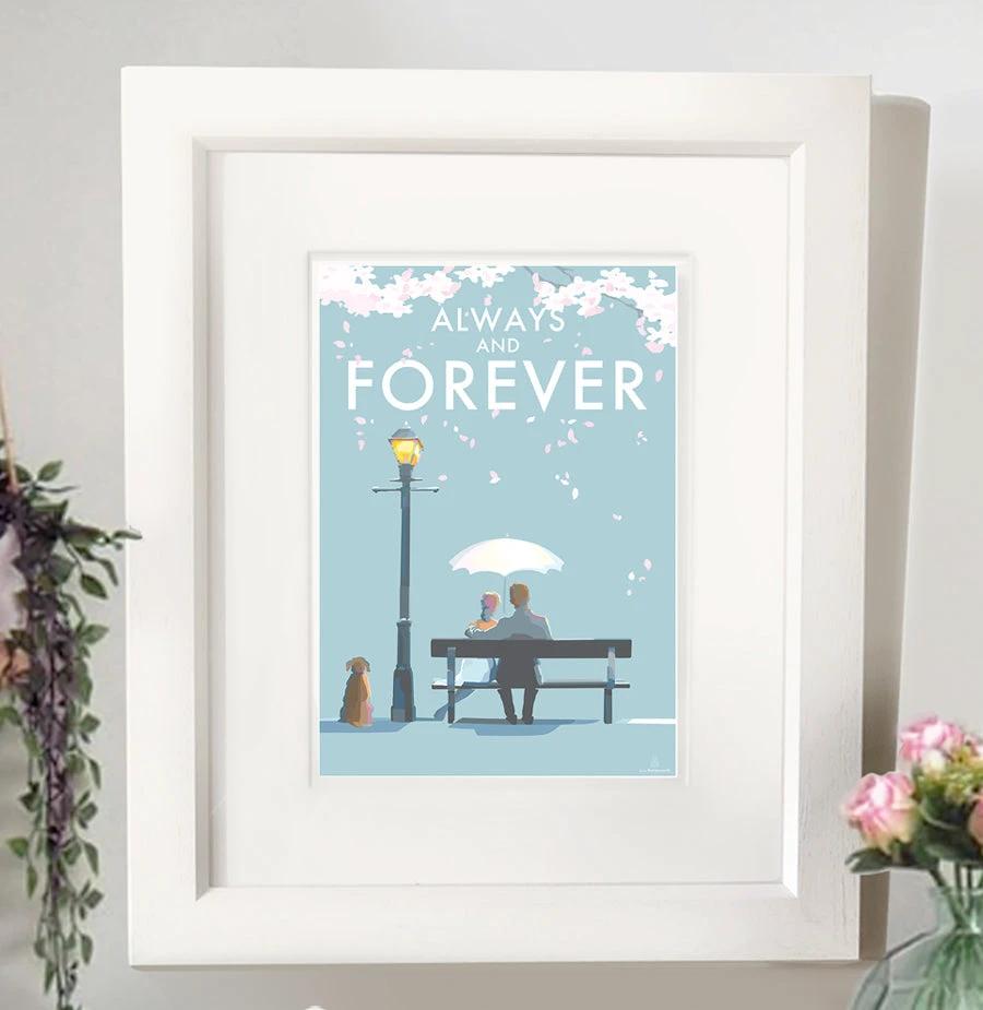 Vintage Seaside Poster – Always and Forever Romantic Print by BeckyBettesworth (always-and-forever)