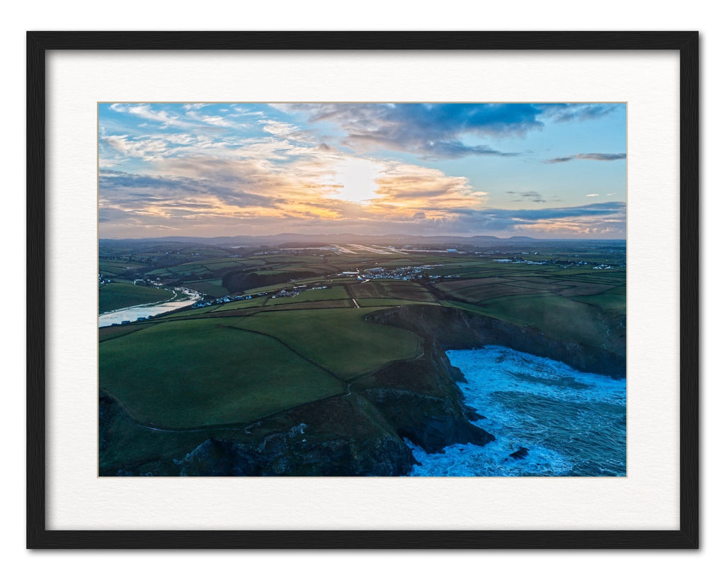 Newquay Print – Coastal Dawn Airport Scene by Cornwall Prints by Cornwall Prints (flooded-winter-sunrise-newquay-airport)