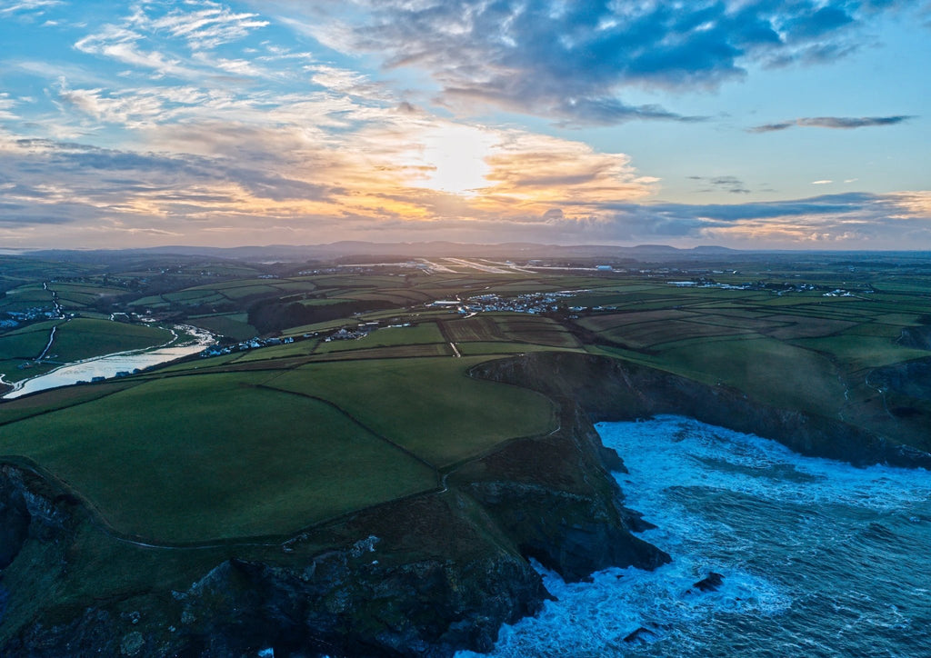 Newquay Print – Coastal Dawn Airport Scene by Cornwall Prints by Cornwall Prints (flooded-winter-sunrise-newquay-airport)