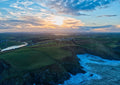 Newquay Print – Coastal Dawn Airport Scene by Cornwall Prints by Cornwall Prints (flooded-winter-sunrise-newquay-airport)