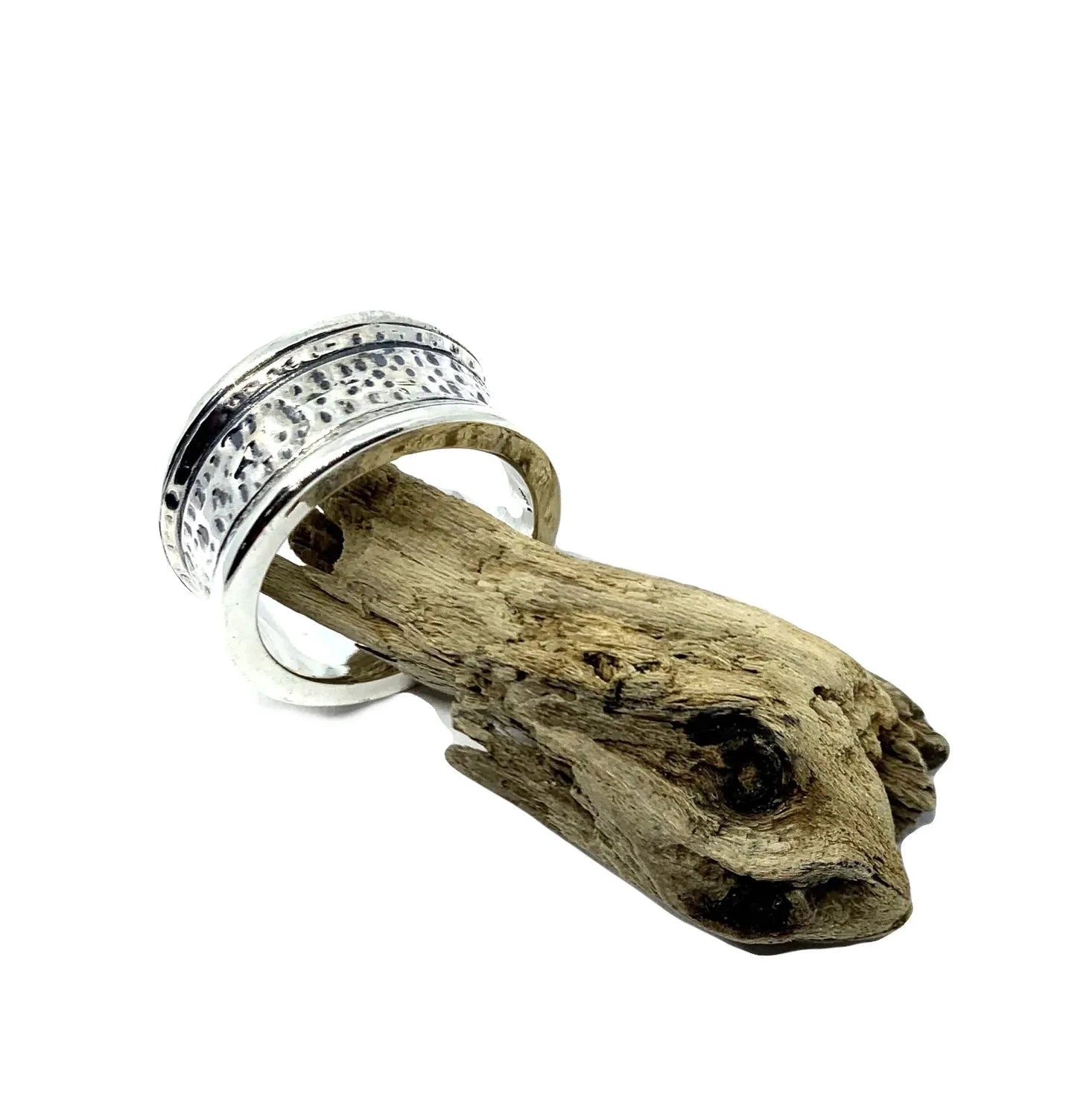 Men's Silver Ring – Chunky Sterling Silver Band with Oxidised Detail