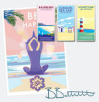 Mindfulness Wall Art – Be Happy Vintage Yoga Poster by Becky Bettesworth by BeckyBettesworth (be-happy)