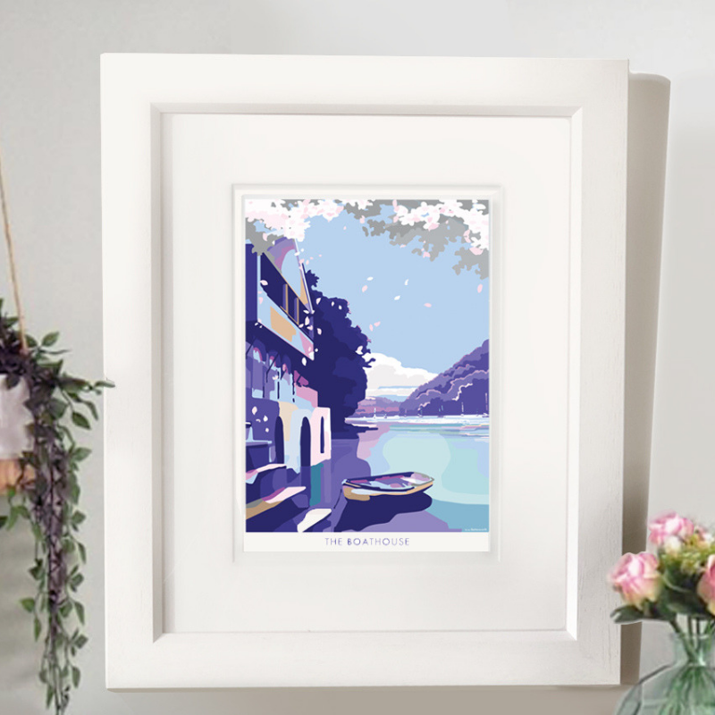 Agatha Christie Print – Greenway Boathouse Vintage Travel Poster by BeckyBettesworth (boathouse)