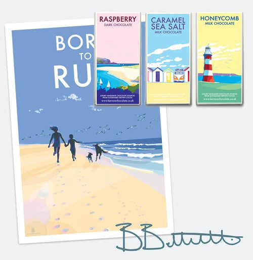 Born to Run A4 Print – Joyful Beach Scene for Children's Rooms by BeckyBettesworth (born-to-run)