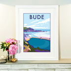 Bude Travel Poster – Vintage Style Cornwall Art by Becky Bettesworth by BeckyBettesworth (bude)