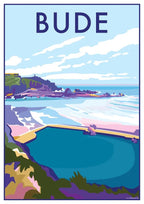Bude Travel Poster – Vintage Style Cornwall Art by Becky Bettesworth by BeckyBettesworth (bude)