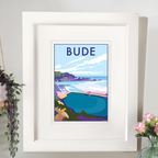 Bude Travel Poster – Vintage Style Cornwall Art by Becky Bettesworth by BeckyBettesworth (bude)