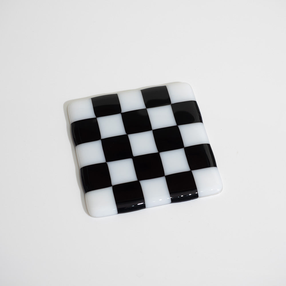 10cm Chequered White/Colour Coaster - Bullseye Collection