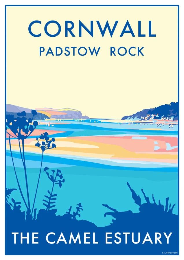 Vintage Travel Poster – Cornwall Camel Estuary Art Print by BeckyBettesworth (cornwall-camel)