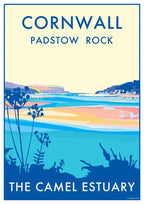 Vintage Travel Poster – Cornwall Camel Estuary Art Print by BeckyBettesworth (cornwall-camel)