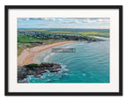 Cornwall Coastal Print – Constantine Bay Aerial View Giclee by Cornwall Prints (constantine-bay-looking-south-toward-treyarnon)