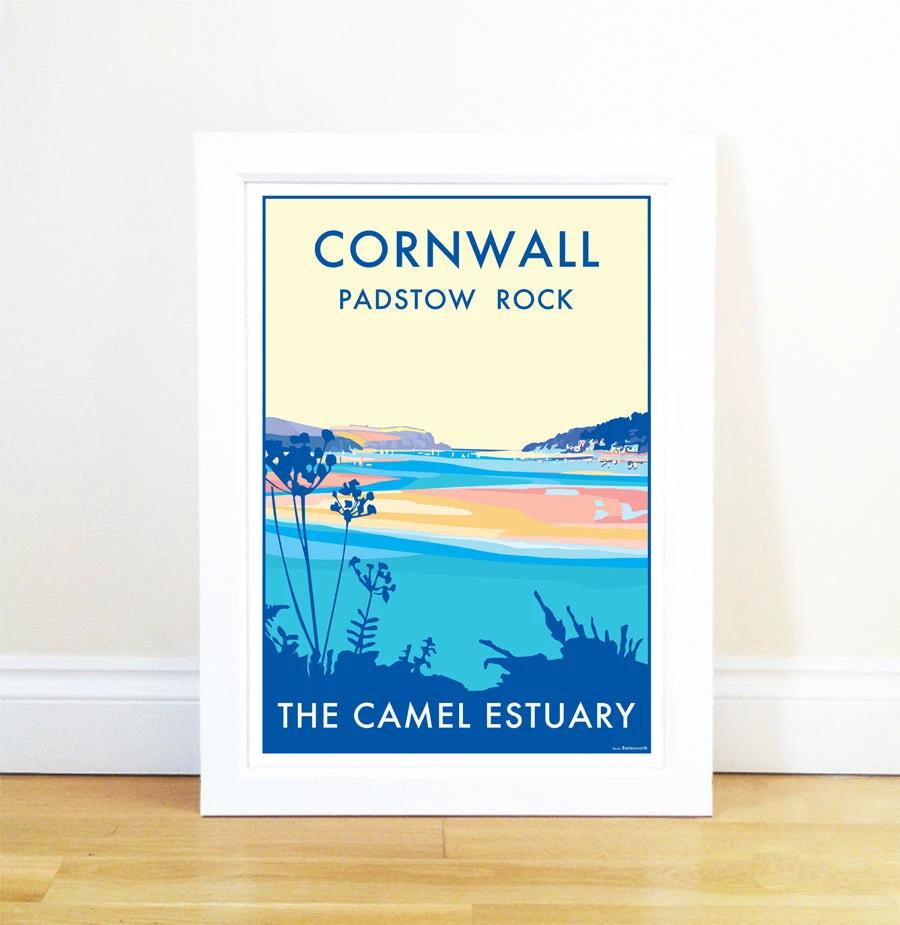 Vintage Travel Poster – Cornwall Camel Estuary Art Print by BeckyBettesworth (cornwall-camel)