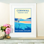 Vintage Travel Poster – Cornwall Camel Estuary Art Print by BeckyBettesworth (cornwall-camel)