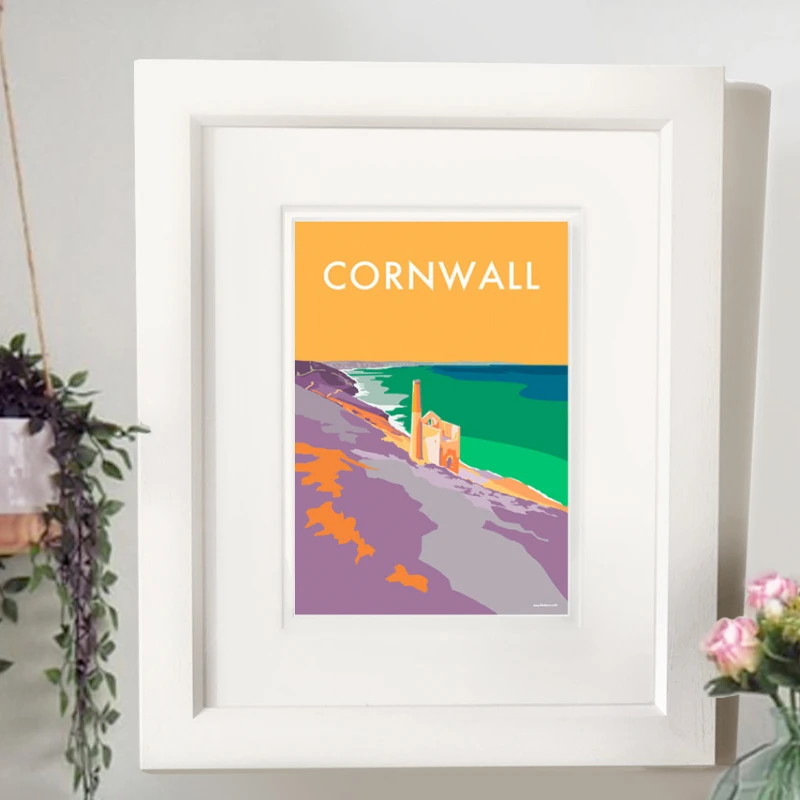 Cornwall Travel Poster – Vintage Tin Mine Design by Becky Bettesworth by BeckyBettesworth (cornwall-tin)