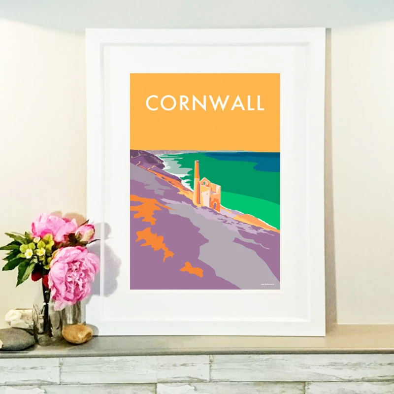 Cornwall Travel Poster – Vintage Tin Mine Design by Becky Bettesworth by BeckyBettesworth (cornwall-tin)