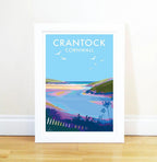 Cornwall Travel Poster – Vintage Crantock Beach Art by Becky Bettesworth by BeckyBettesworth (crantock)