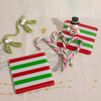 Fused Glass Coaster – Festive Candy Cane Stripes by David Perry Glass & Ceramics (candy-cane-striped-coaster-oceanside-collection)