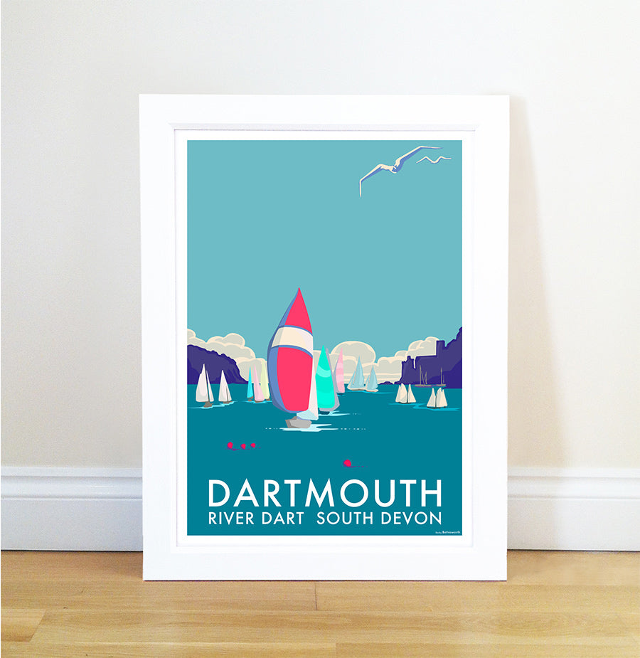 Dartmouth Travel Poster of River Dart South Devon | BeckyBettesworth