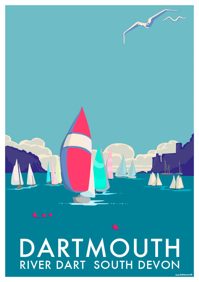 Dartmouth Travel Poster of River Dart South Devon | BeckyBettesworth