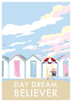 Vintage Beach Poster – Day Dream Believer Beach Hut Print by BeckyBettesworth (day-dream-believer)