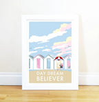 Vintage Beach Poster – Day Dream Believer Beach Hut Print by BeckyBettesworth (day-dream-believer)