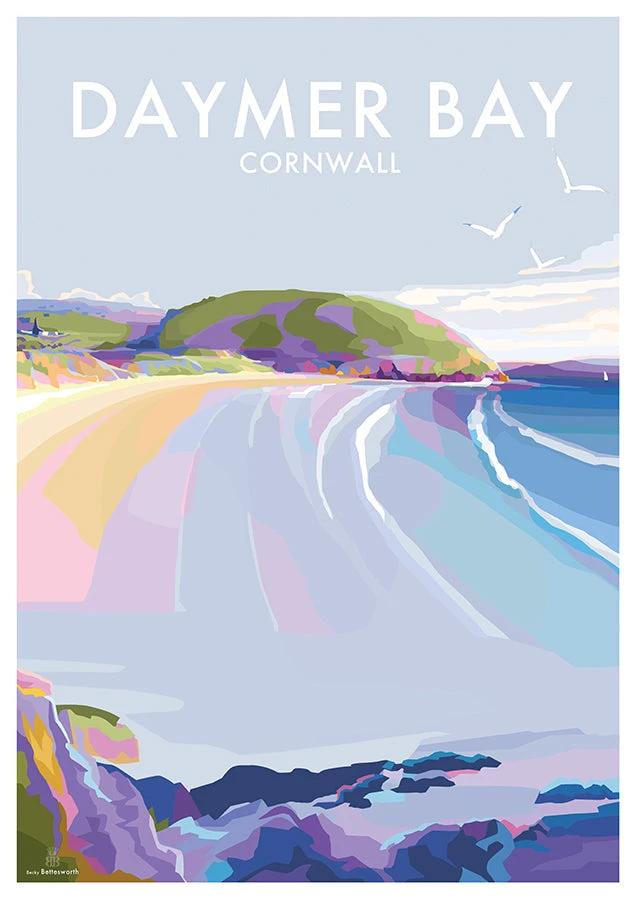 Daymer Bay Seaside Print – Vintage Travel Poster by BeckyBettesworth (daymer-bay)