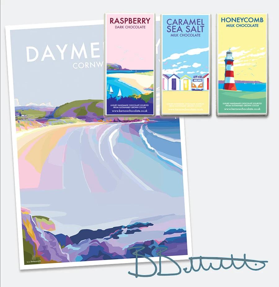 Daymer Bay Seaside Print – Vintage Travel Poster by BeckyBettesworth (daymer-bay)