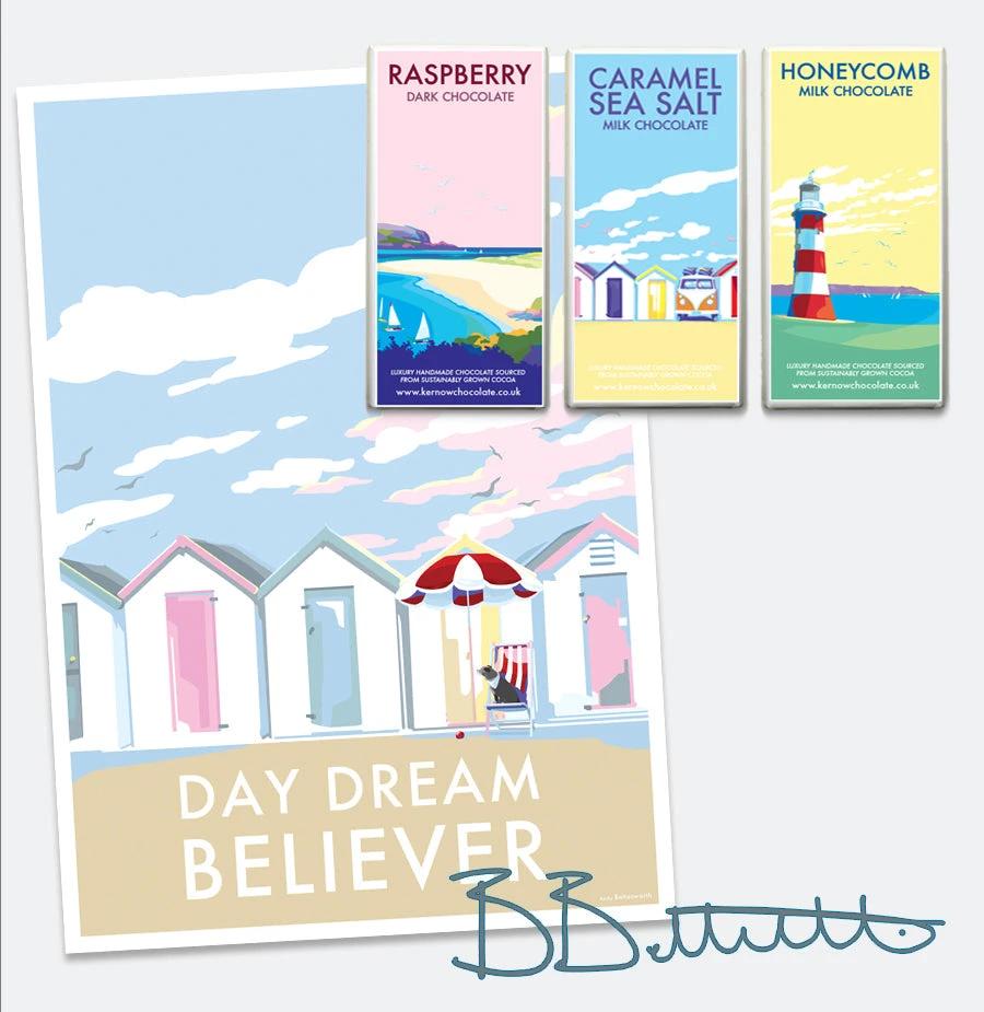 Vintage Beach Poster – Day Dream Believer Beach Hut Print by BeckyBettesworth (day-dream-believer)