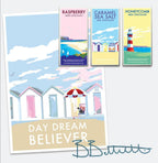 Vintage Beach Poster – Day Dream Believer Beach Hut Print by BeckyBettesworth (day-dream-believer)