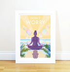 Mindfulness Poster – Don't Worry Vintage Style Yoga Print by BeckyBettesworth (dont-worry)