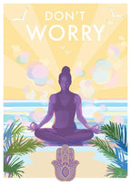 Mindfulness Poster – Don't Worry Vintage Style Yoga Print by BeckyBettesworth (dont-worry)
