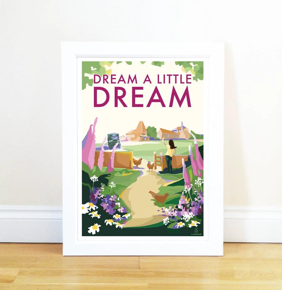 Vintage Travel Poster – Dream a Little Dream Seaside Print by BeckyBettesworth (dream-a-little-dream)