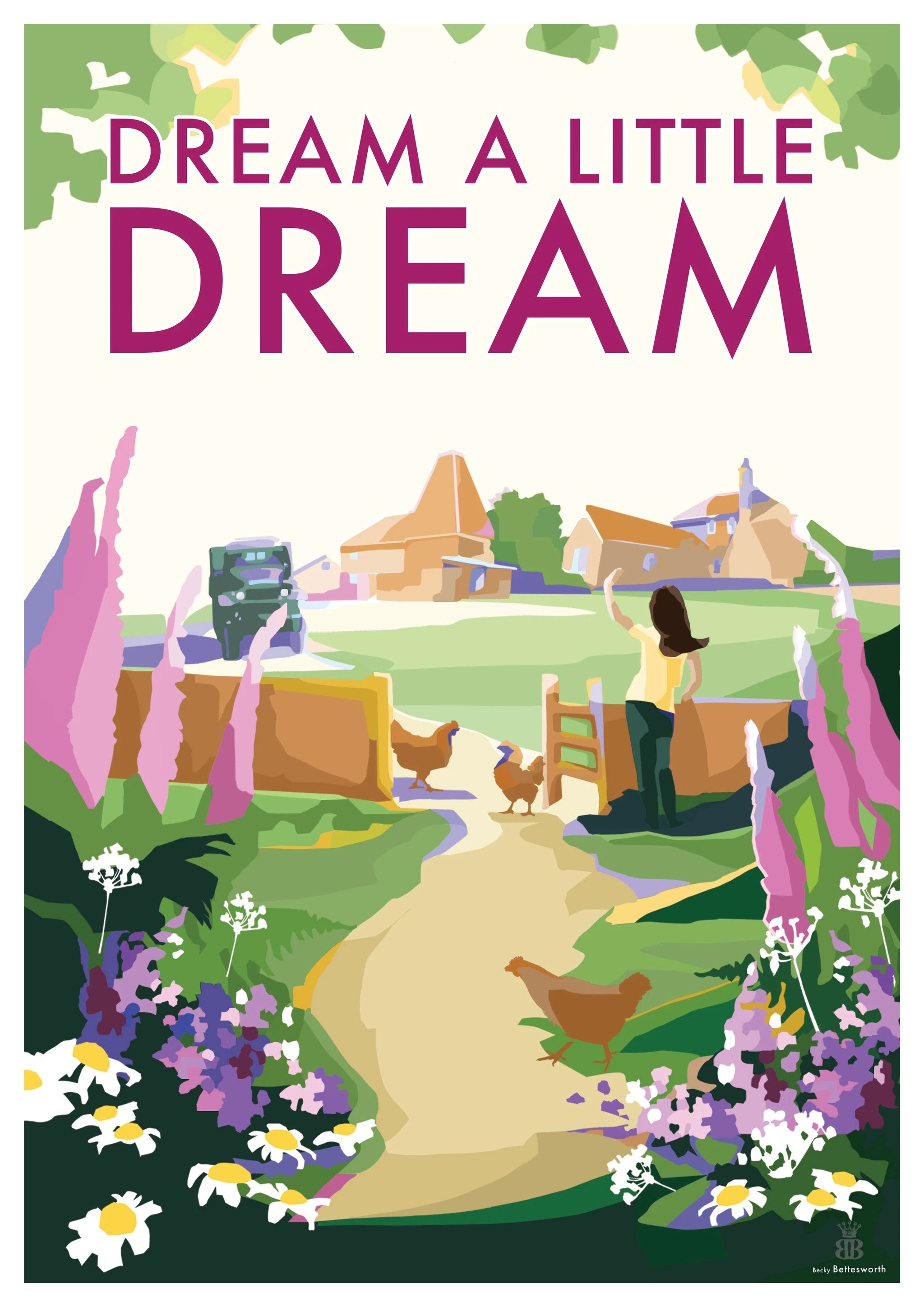 Vintage Travel Poster – Dream a Little Dream Seaside Print by BeckyBettesworth (dream-a-little-dream)
