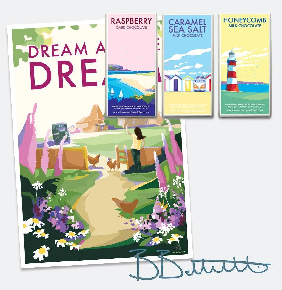 Vintage Travel Poster – Dream a Little Dream Seaside Print by BeckyBettesworth (dream-a-little-dream)