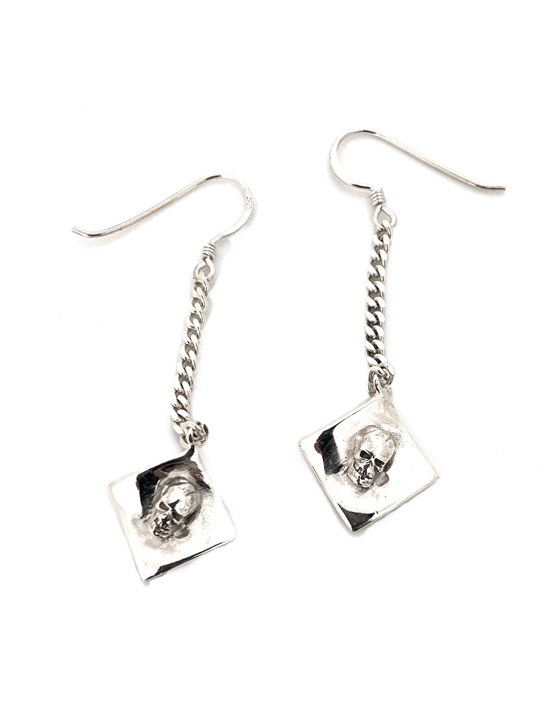 Skull Earrings - Handmade Sterling Silver Gothic Dangles by Tg-Jewellery By Tamara Gervasio (sterling-silver-skull-dangle-earrings-handmade-gothic-style)