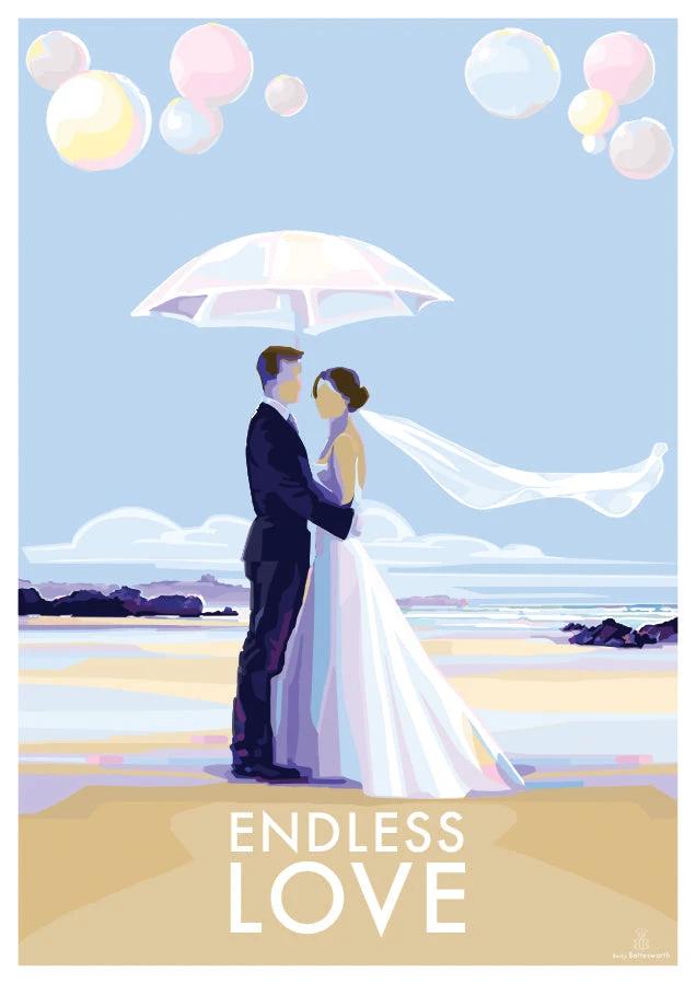 Vintage Travel Poster - Endless Love Romantic Quote Print by BeckyBettesworth (endless-love)