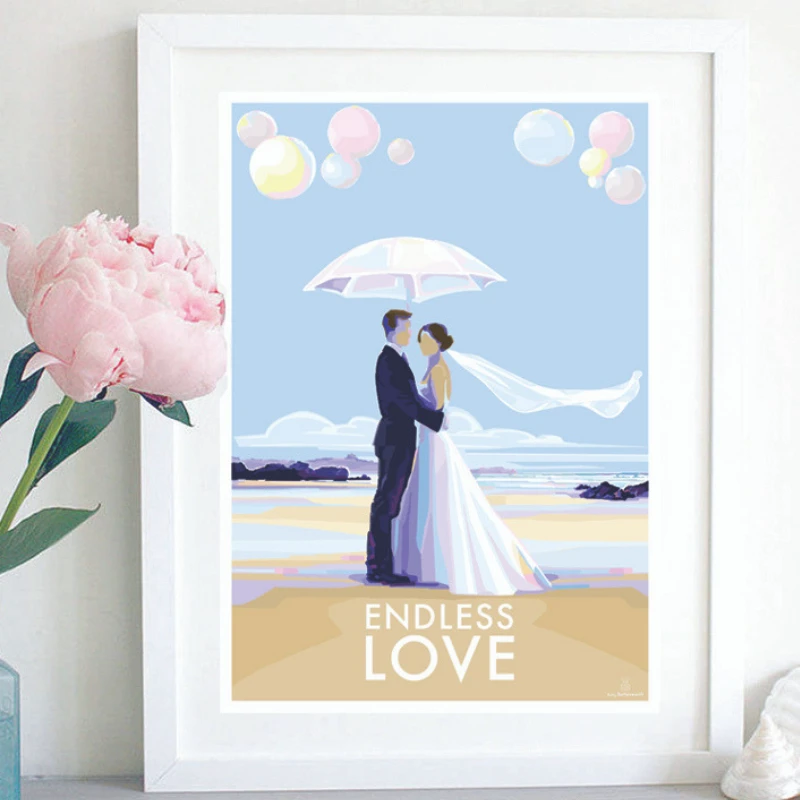 Vintage Travel Poster - Endless Love Romantic Quote Print by BeckyBettesworth (endless-love)