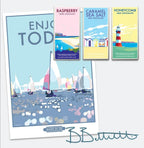 Vintage Travel Poster – Enjoy Today Devon Seaside Print by BeckyBettesworth (enjoy-today)