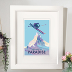 Vintage Ski Poster - Escape to Paradise Matterhorn Art Print by BeckyBettesworth (escape-to-paradise)
