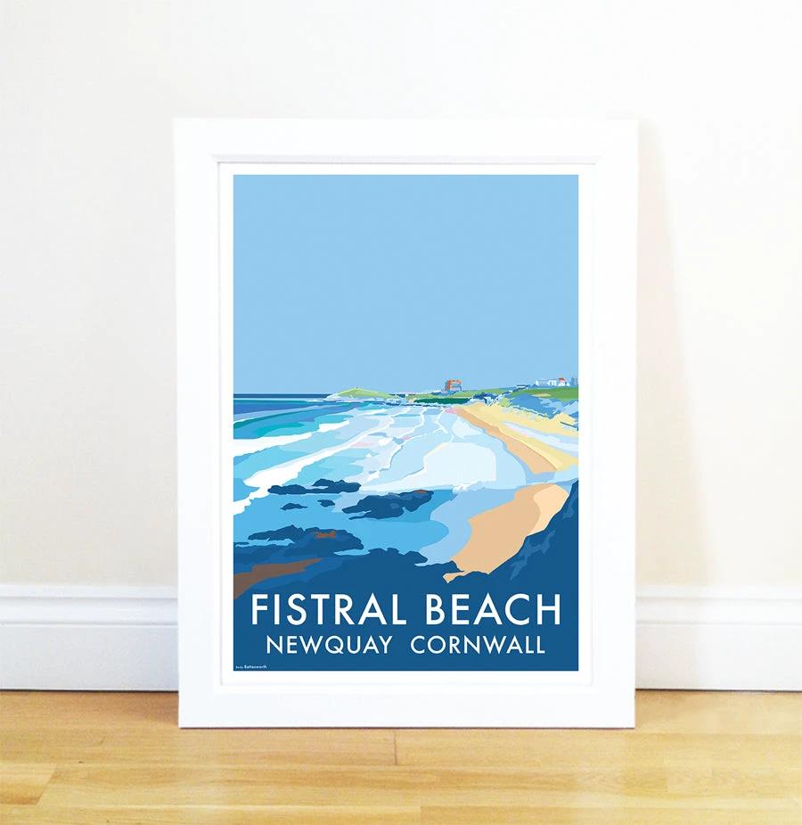 Fistral Beach Poster – Vintage Newquay Travel Print by Becky Bettesworth by BeckyBettesworth (fistral-beach)