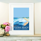 Fistral Beach Poster – Vintage Newquay Travel Print by Becky Bettesworth by BeckyBettesworth (fistral-beach)